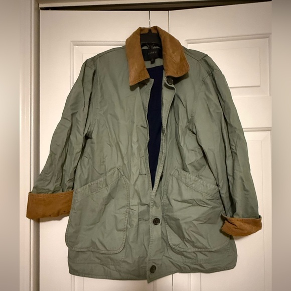 J. Crew Sage Green Barn Jacket with Corduroy Accents - Picture 1 of 3